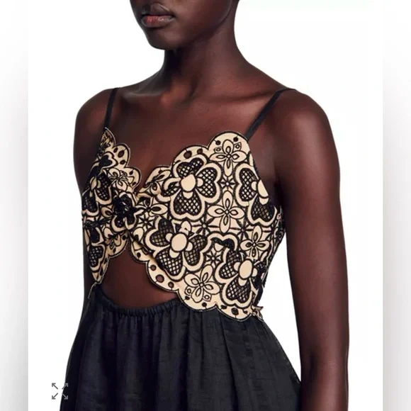 NWT Sandro Mathildana Eyelet Cutout Dress size FR 40 / US 8 - Picture 2 of 11